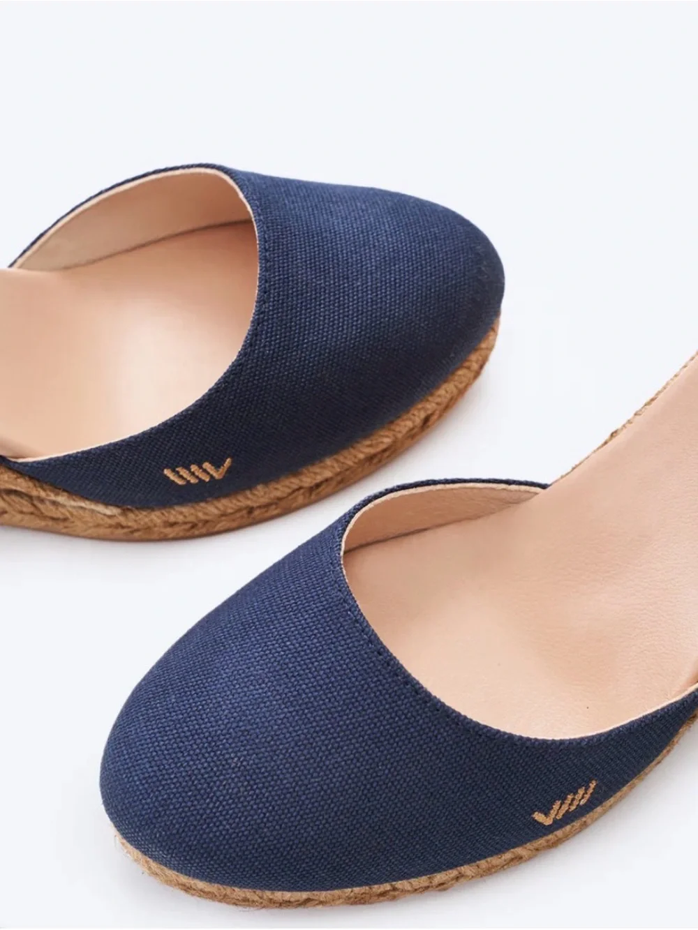 Viscata Navy Espadrille Wedge Sandals with Ankle Strap